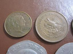 Assorted lot of 9 Mexico coins, 1935 to 1986