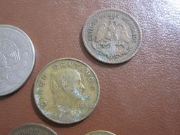 Assorted lot of 9 Mexico coins, 1935 to 1986