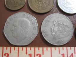 Assorted lot of 9 Mexico coins, 1935 to 1986