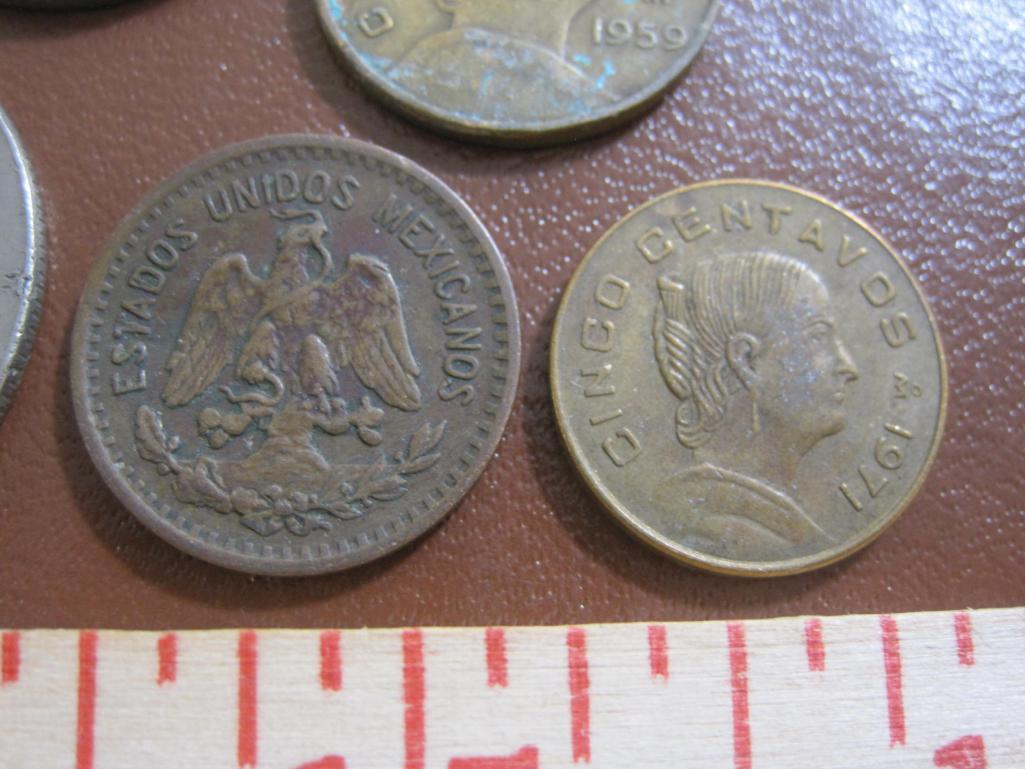 Assorted lot of 9 Mexico coins, 1935 to 1986
