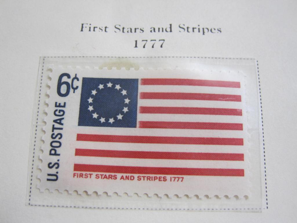 Completed official Scott album page including 1968 Historic Flag Series; all stamps mounted and