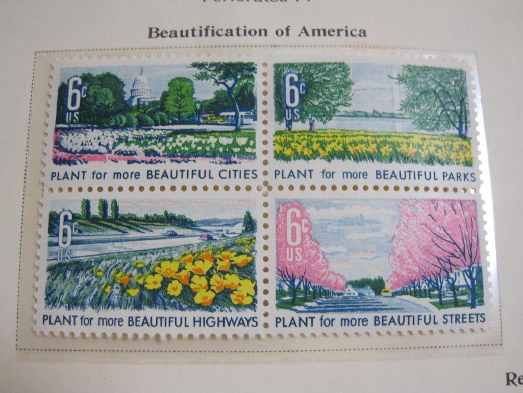 Completed official Scott album page including 1969 Beautification of America, W. C. Handy, Christmas
