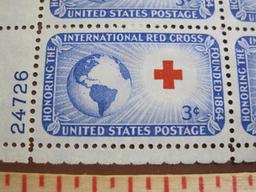 Block of 4 1952 3 cent International Red Cross US postage stamps, Scott # 1016