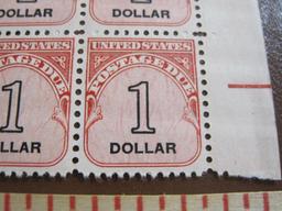 Block of 4 1959 1 dollar Rotary Press postage due stamps, Scott # J100