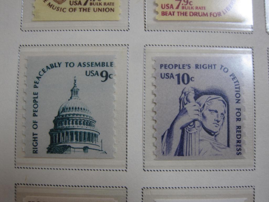 Partially completed official Scott album page including 1975-81 American Definitives coil stamps;