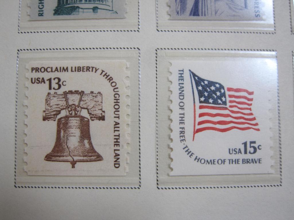 Partially completed official Scott album page including 1975-81 American Definitives coil stamps;