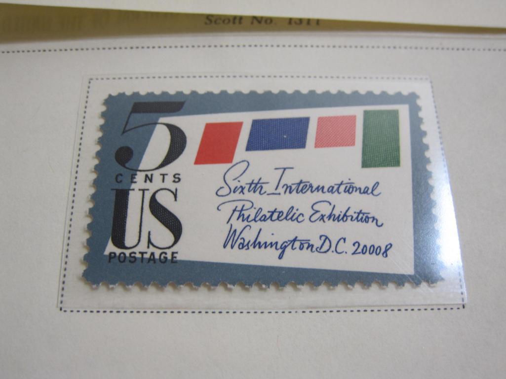 Completed official Scott album page including 1966 Sixth International Philatelic Exhibition Issue,