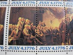 Block of 20 1976 13 cent Declaration of Independence US postage stamps, Scott # 1691-94