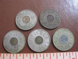 Lot of five Garden State Parkway car fare tokens, see pictures for condition