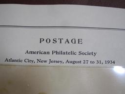 Partially completed official Scott album page including 1934 Trans-Mississippi Philatelic Exhibition