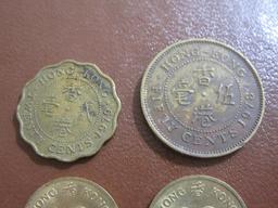 Lot of FOUR Hong Kong coins: two 10 cents (1982 & 83), one Twenty cents (1979) and one Fifty cents