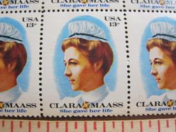 Block of 12 1976 13 cent Clara Maass US postage stamps, Scott # 1699