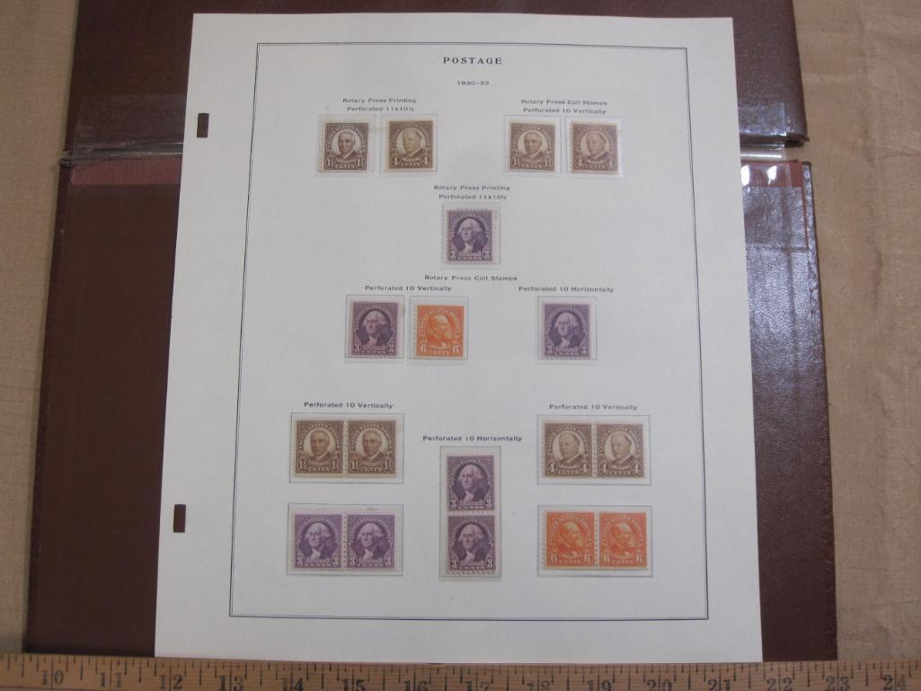 Completed official Scott album page including 1930-32 President stamps; all stamps mounted and mint,
