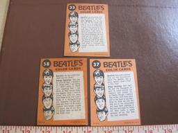 Three 1964 Beatles color cards by Topps, including #33, #37 and #58