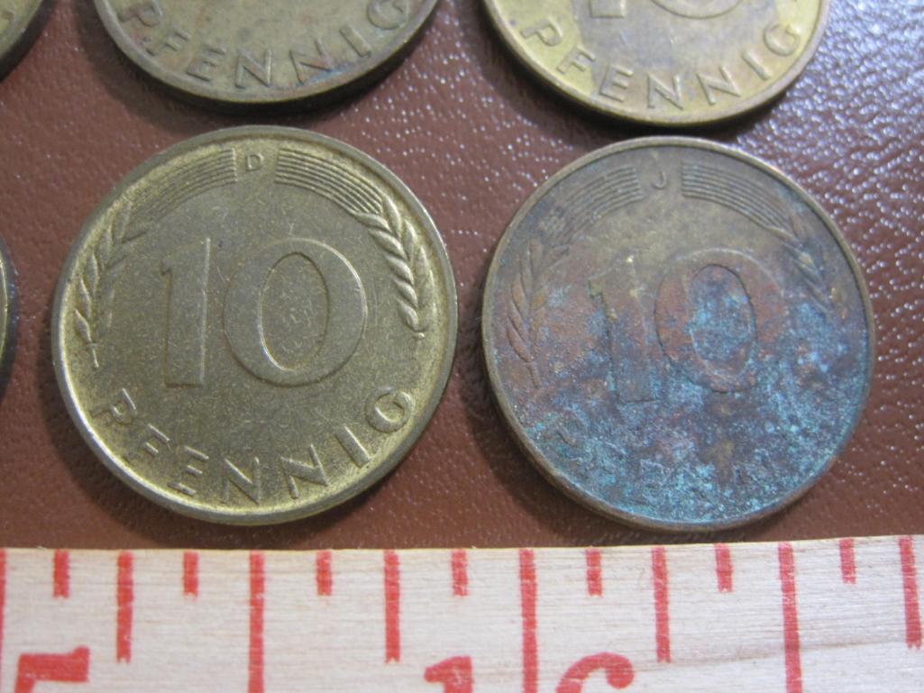 Lot of 10 10 Pfennig Germany - Federal Republic coins, 1950 through 1985