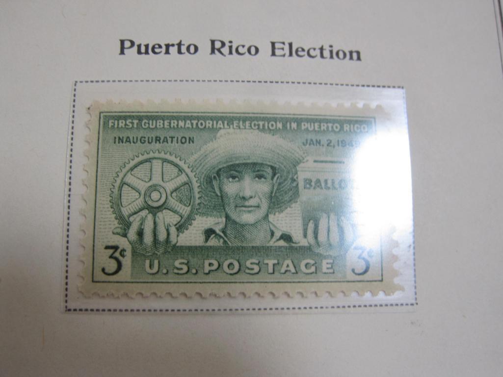 Completed official Scott album page including 1949 Puerto Rico Election, Edgar Allen Poe, 1959