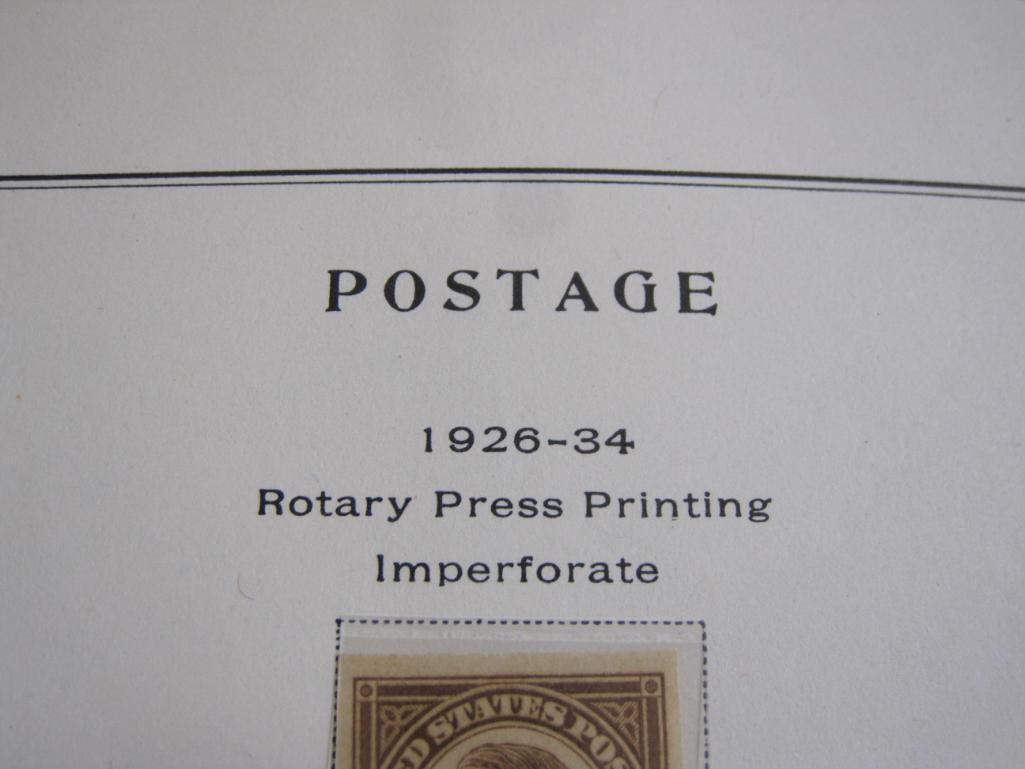 Partially complete official Scott album page inlcuding 1926-34 Rotary Press Printing Imperforate,