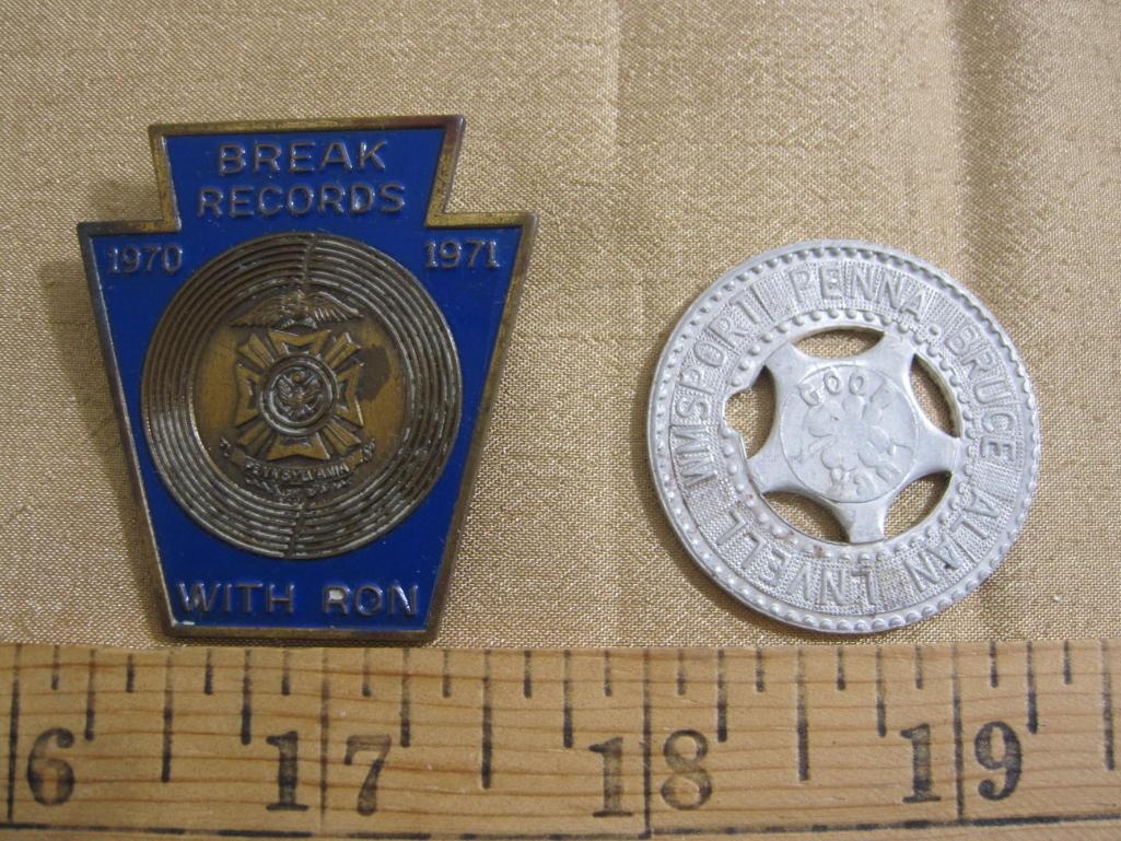 1970-71 Break Records with Ron pin and good luck coin