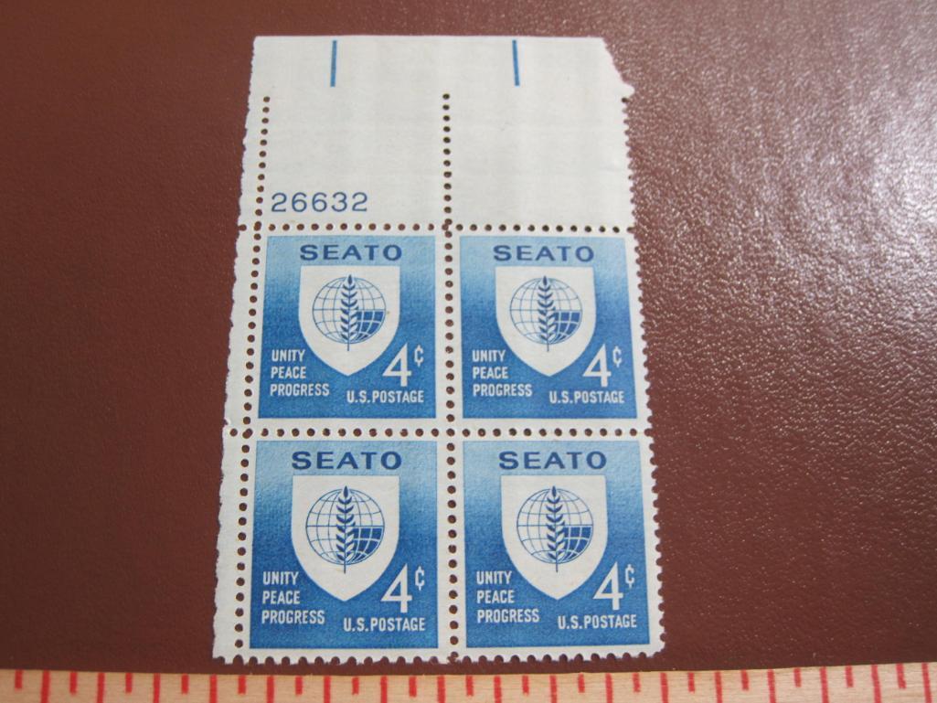 Block of 4 1960 SEATO 4 cent US postage stamps, #1151