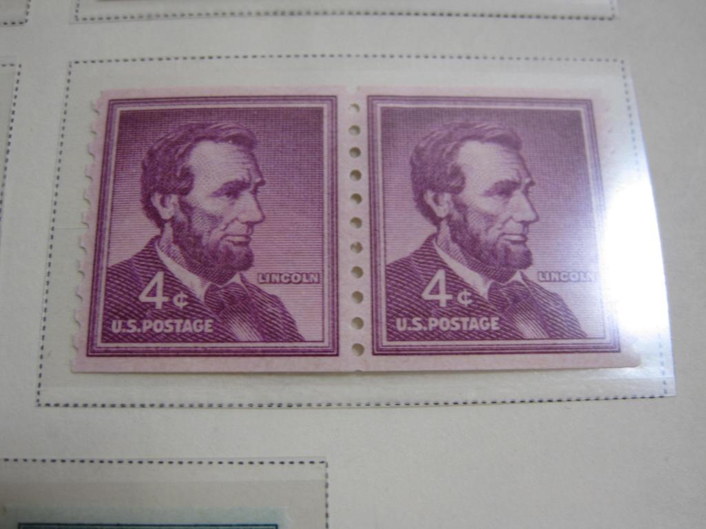 Completed official Scott album page including 1954-65 blocks of 2; all stamps are mounted and mint,