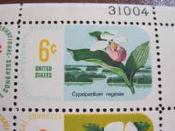 Block of 4 1969 Botanical Congress 6 cent US postage stamps, #s 1376-1379