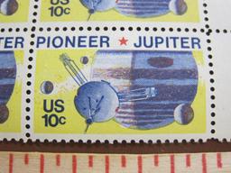 Block of 4 1995 Pioneer Jupiter 10 cent US postage stamps, #1556