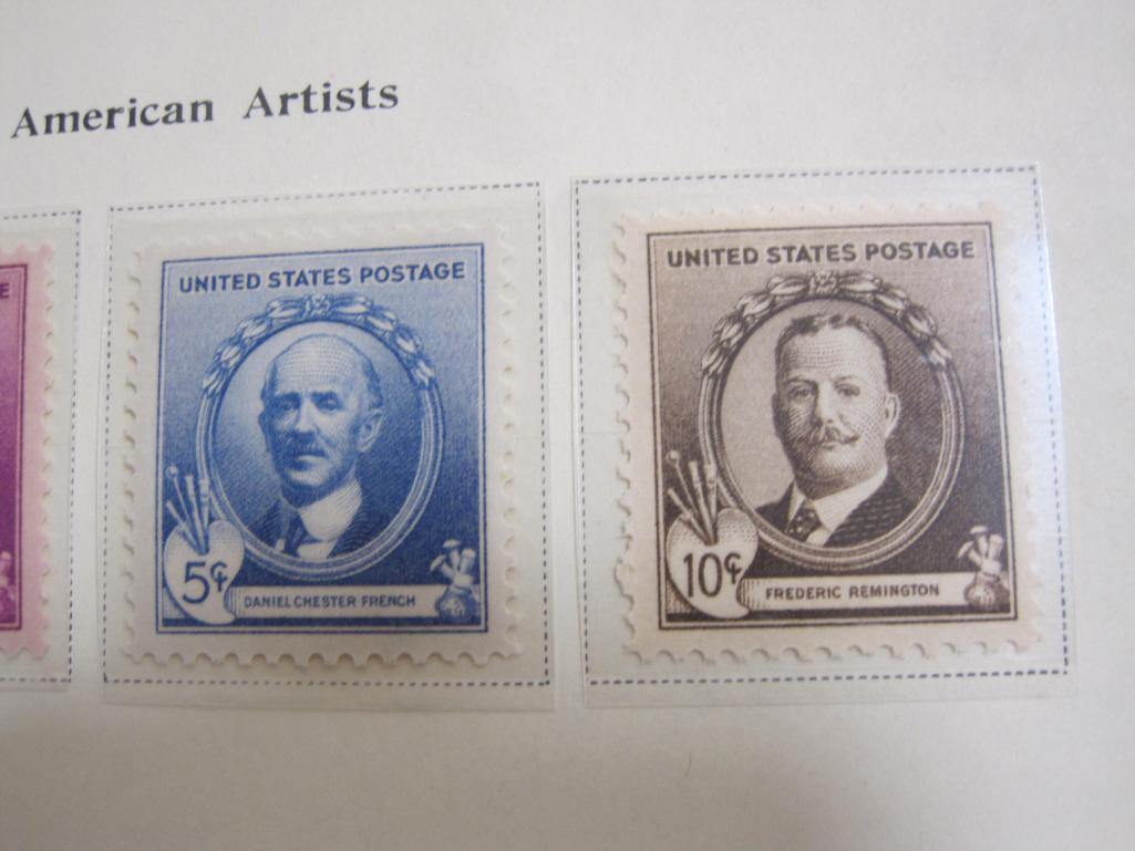 Completed official Scott album page including 1940 American Composers Issue, American Artists Issue