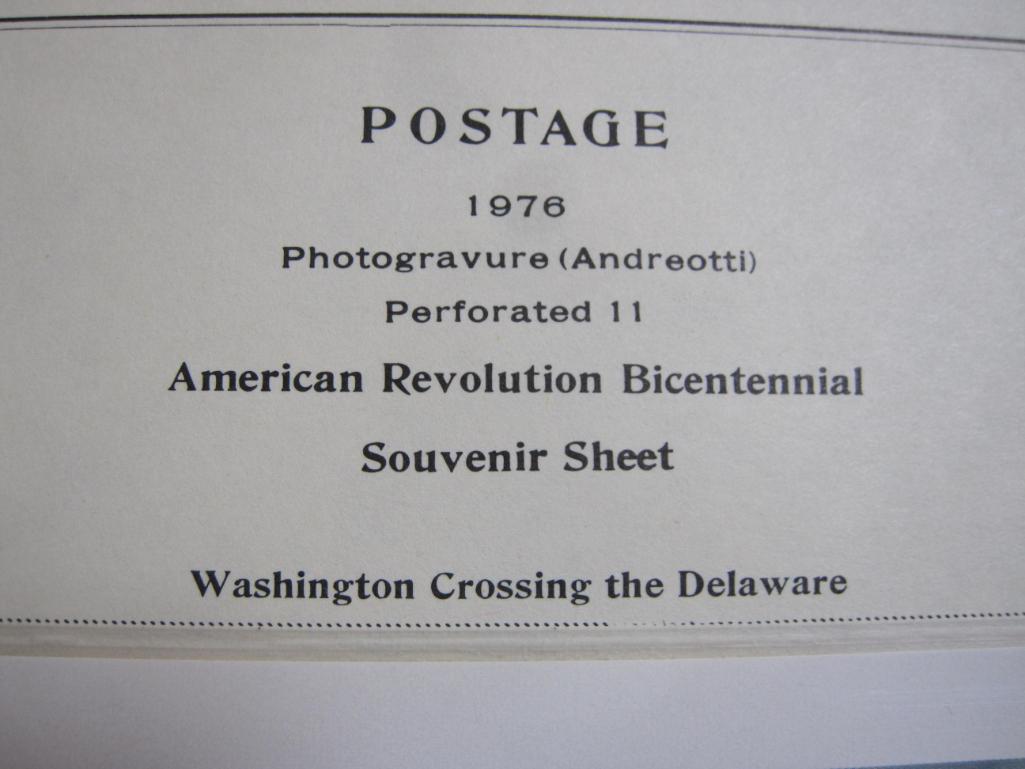 Washington Crossing the Delaware Bicentennial US postage stamp souvenir sheet, Scott # 1688, mounted