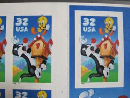 1998 Sylvester & Tweety Serpentine Die Cut 11.1 philatelic souvenir sheet, Scott # 3204, mounted to