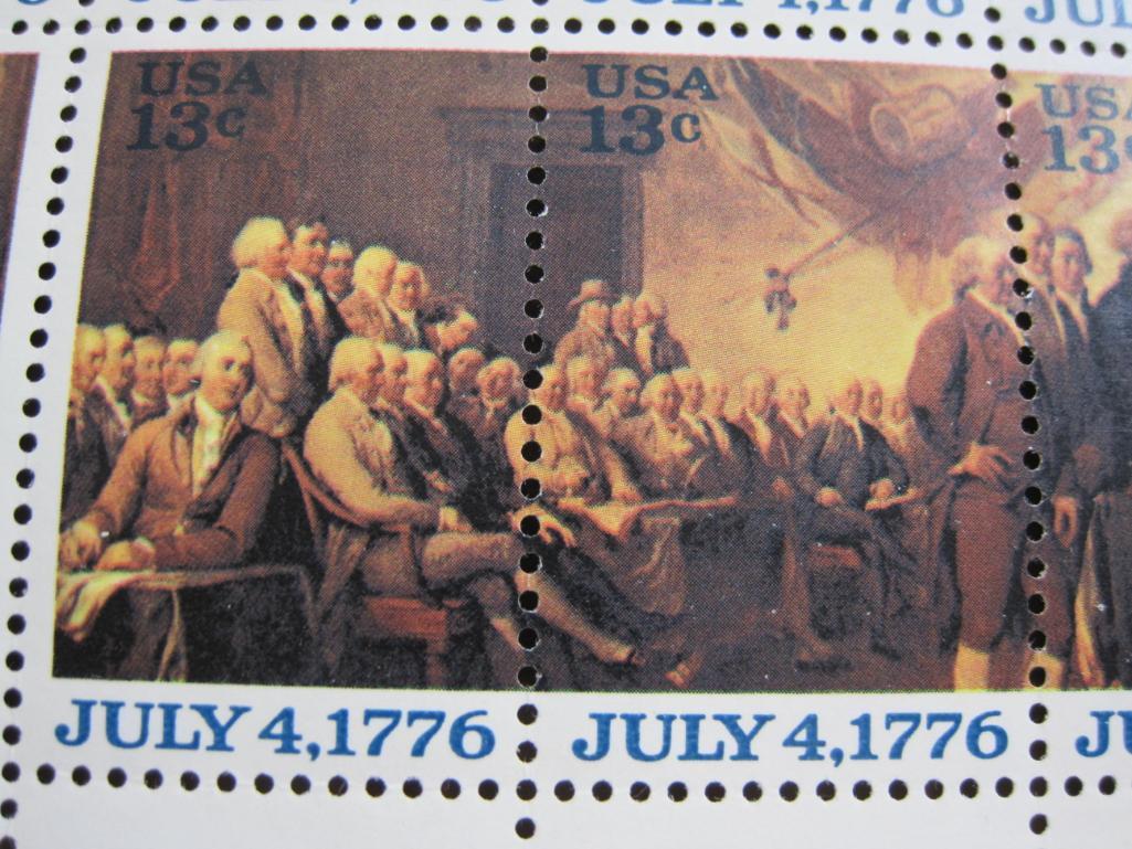 Block of 20 1976 13 cent Declaration of Independence US postage stamps, Scott # 1691-94