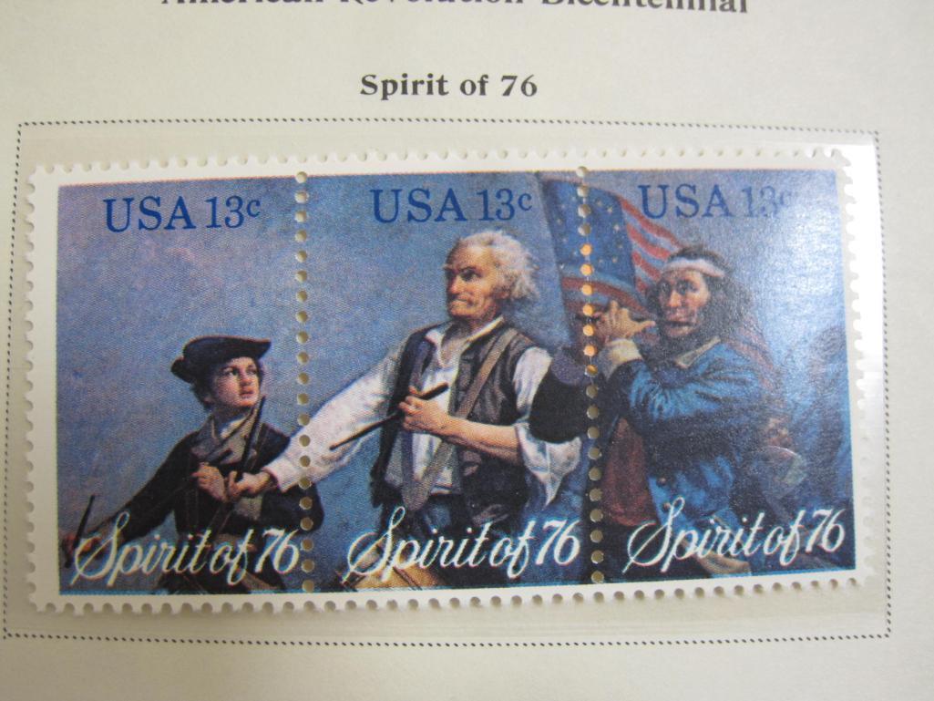 Completed 1976 official American Revolution Bicentennial Scott album page including the Declaration