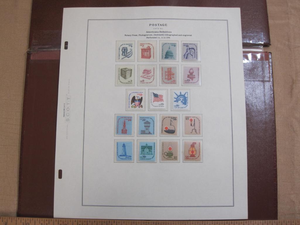 Completed official Scott album page including 1975-81 Americana Definitives; all stamps are mounted