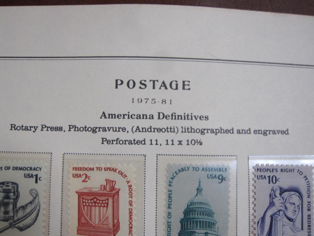 Completed official Scott album page including 1975-81 Americana Definitives; all stamps are mounted