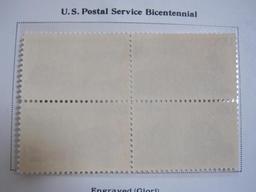 Completed official Scott album page including 1975 U.S. Postal Service Bicentennial, World Peace