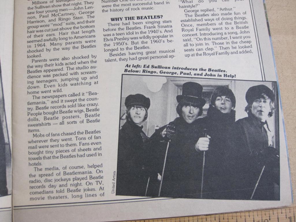 Beatles ephemera including Scholastic Scope magazine (March 6, 1981) and folding poster from vinyl