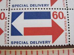 Block of 4 1971 60 cent Special Delivery US postage stamps, Scott # E23
