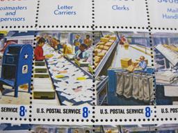 Block of 10 1973 8 cent Postal Service Employees US postage stamps, Scott # 1489-98