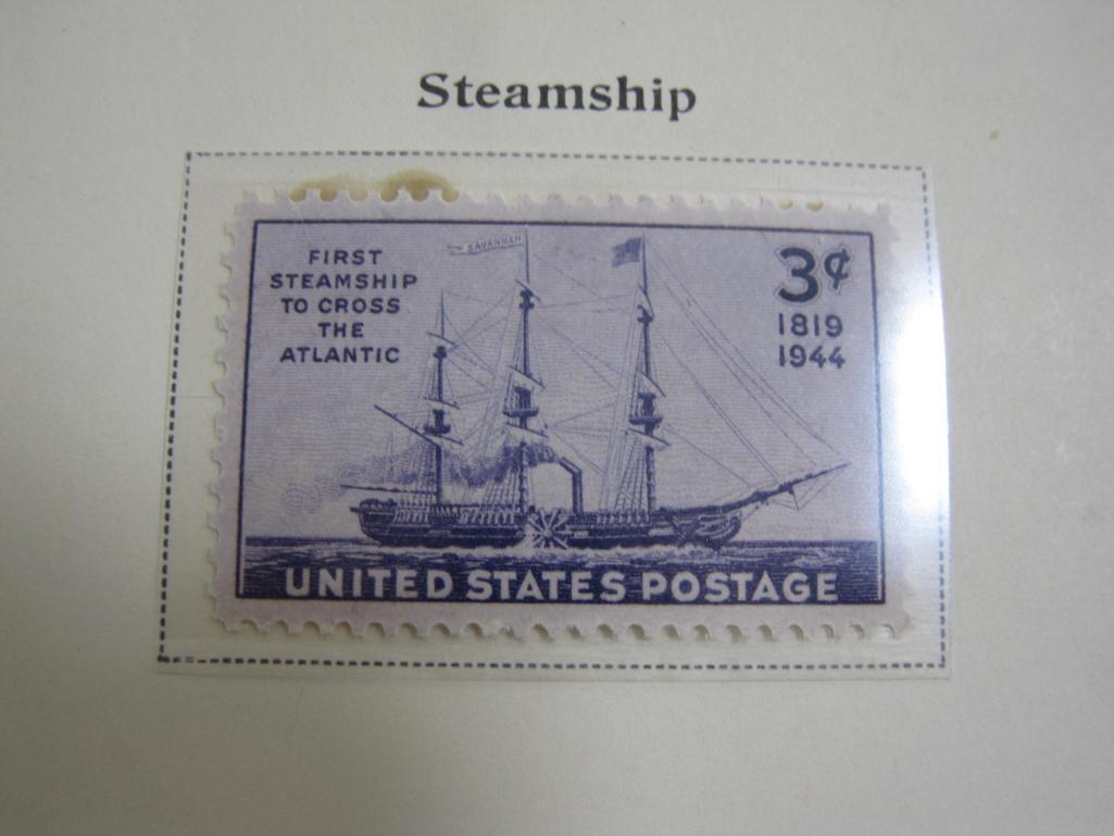Completed official Scott album page including 1944-45 Steamship, Army, Navy and more; all stamps