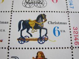 Block of 8 1970 6 cent Christmas Toys US postage stamps, Scott # 1415-18