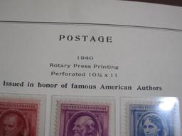 Completed official Scott album page including 1940 American Authors Issue, American Poets Issue,