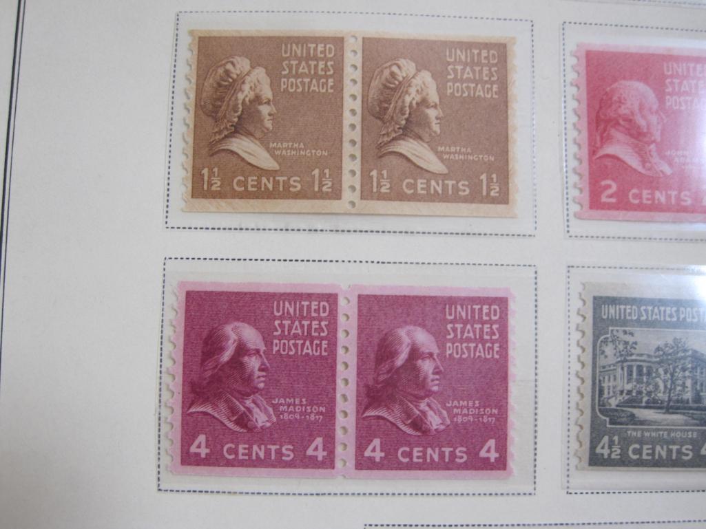 Completed official Scott album page inlcuding Rotary Press Coil Stamps 1939 Perforated 10 Vertically