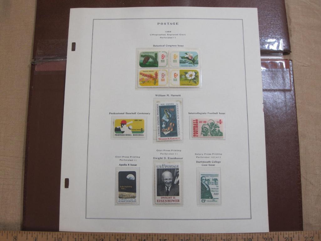 Completed official Scott album page including 1969 Botanical Congress Issue, Intercollegiate