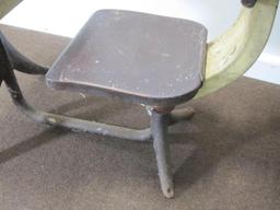 Child's Desk with rotating seat and heavy metal frame and wooden top