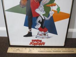 Framed Michael Jordan and Bugs Bunny Poster, 16" x 21"