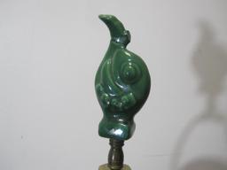 Unmarked Haeger Cornucopia Table Lamp in Green/Blue Drip Glaze