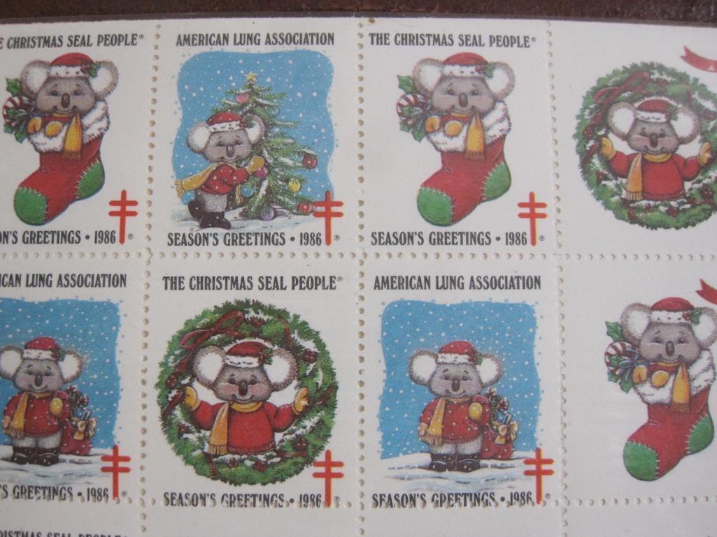 Lot includes one sheet of 1985 American Lung Associaion Christmas Seals & Gift Tags AND one sheet of