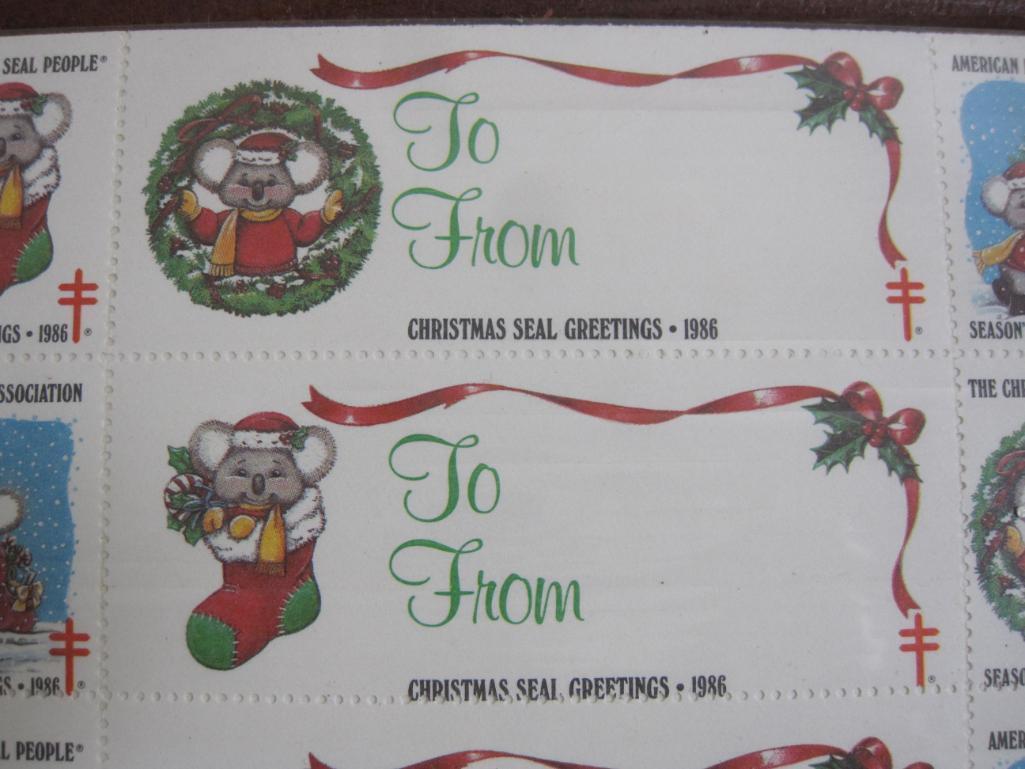 Lot includes one sheet of 1985 American Lung Associaion Christmas Seals & Gift Tags AND one sheet of