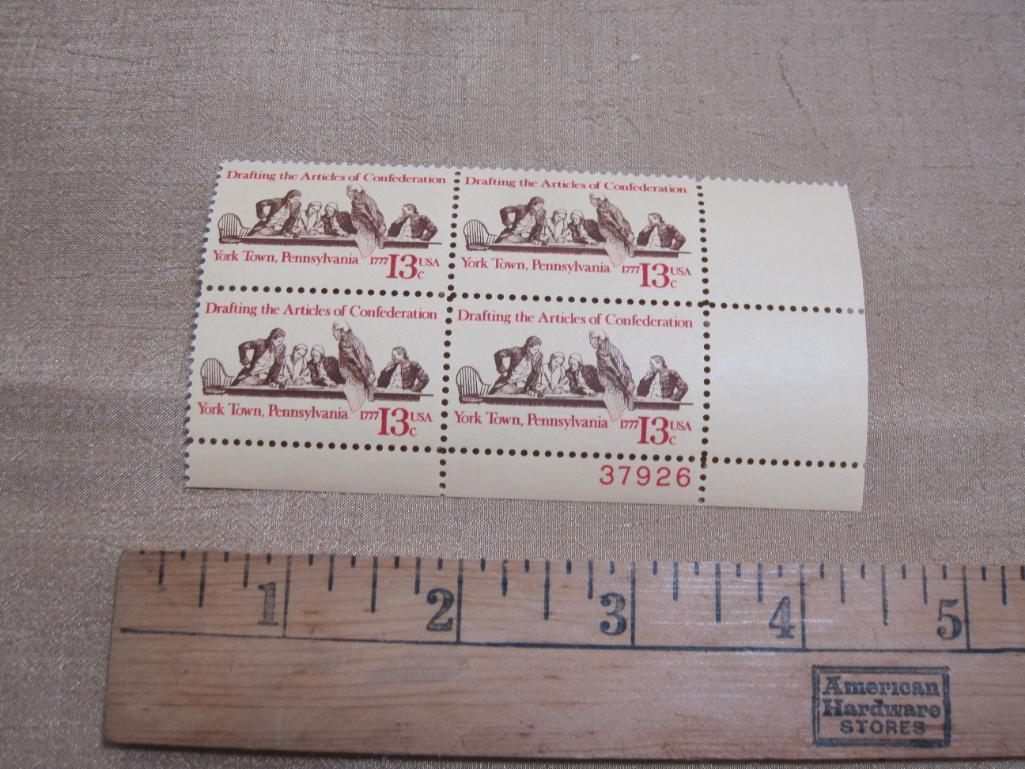 Block of 4 1977 Drafting of the Articles of Confederation 13 cent US postage stamps, #1726