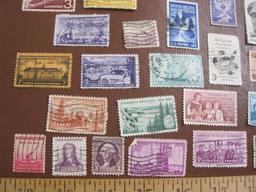 Lot of more than THREE DOZEN cancelled 3 cent US commemorative postage stamps including 1958 James