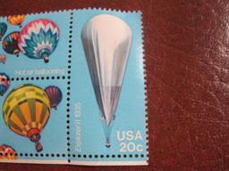 Block of 4 1983 20 cent Hot Air Ballooning US postage stamps, Scott # 2032-35